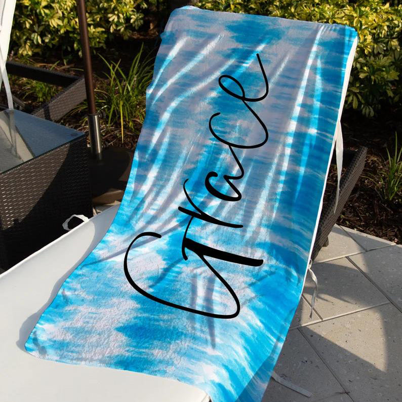 Aqua Tie Dye Personalized Towel