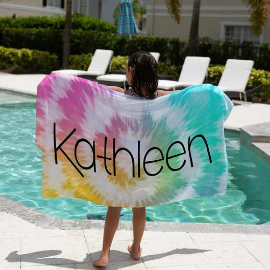Colorful Tie Dye Personalized Towel