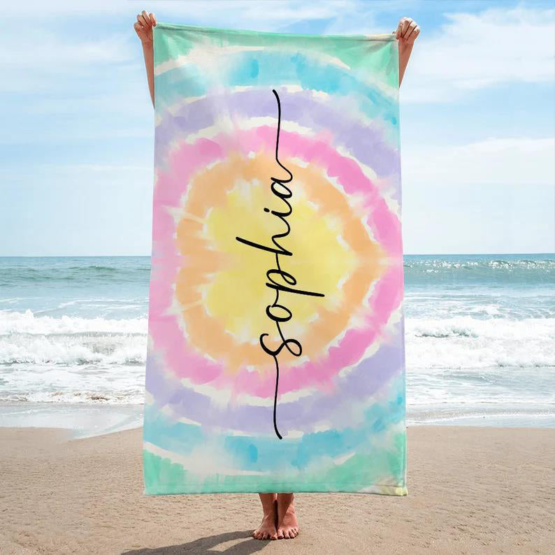 Personalized Beach Towel - Tie-Dye Fun