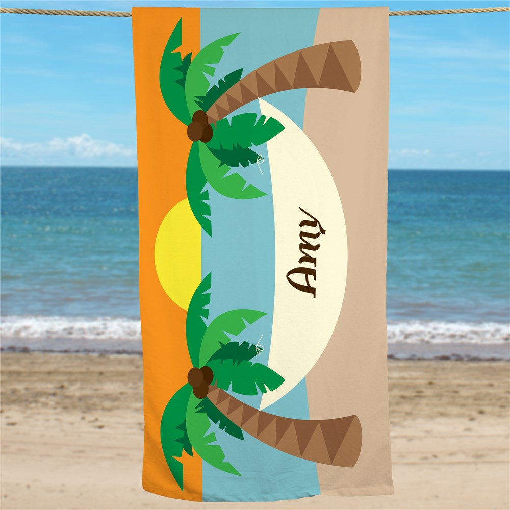 Personalized Palm Tree Hammock Beach Towel B04