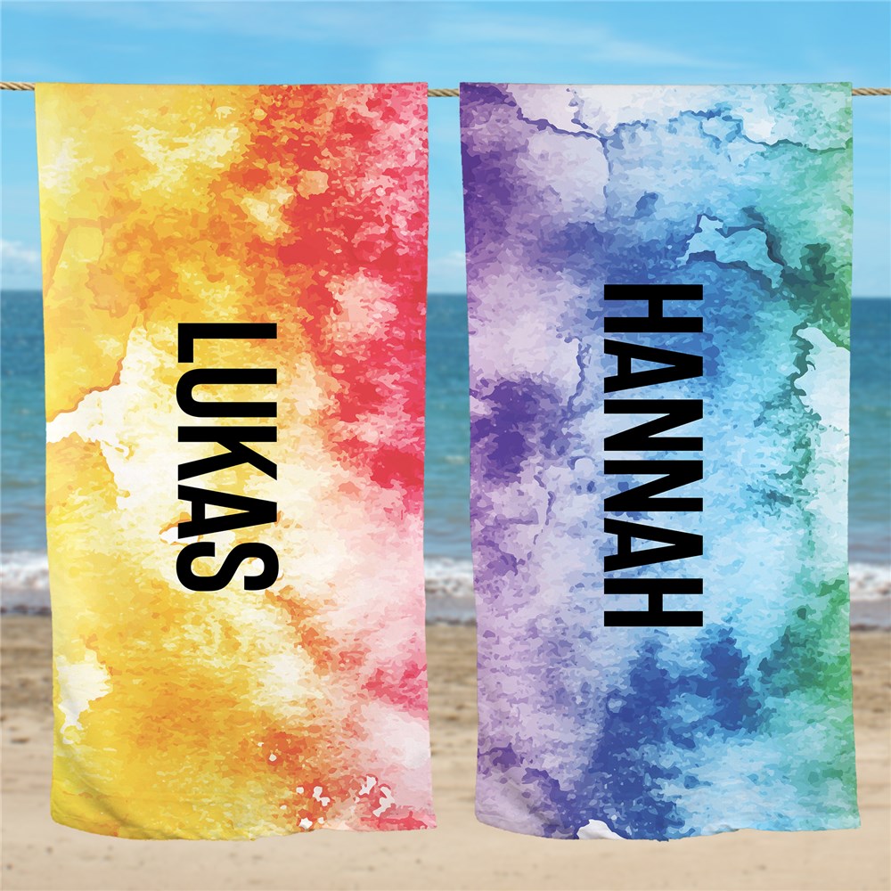 Personalized Tie Dye with Name Beach Towel B08