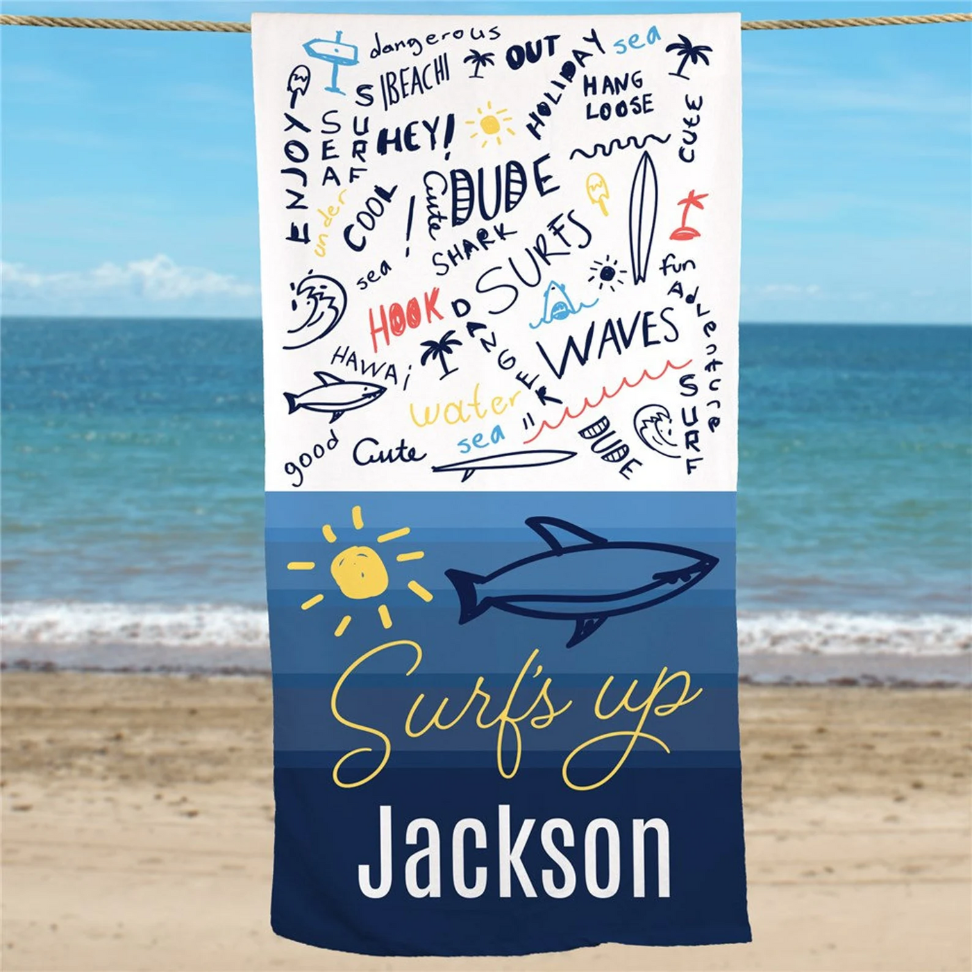 Personalized Surf's Up Beach Towel, personalized kids towel