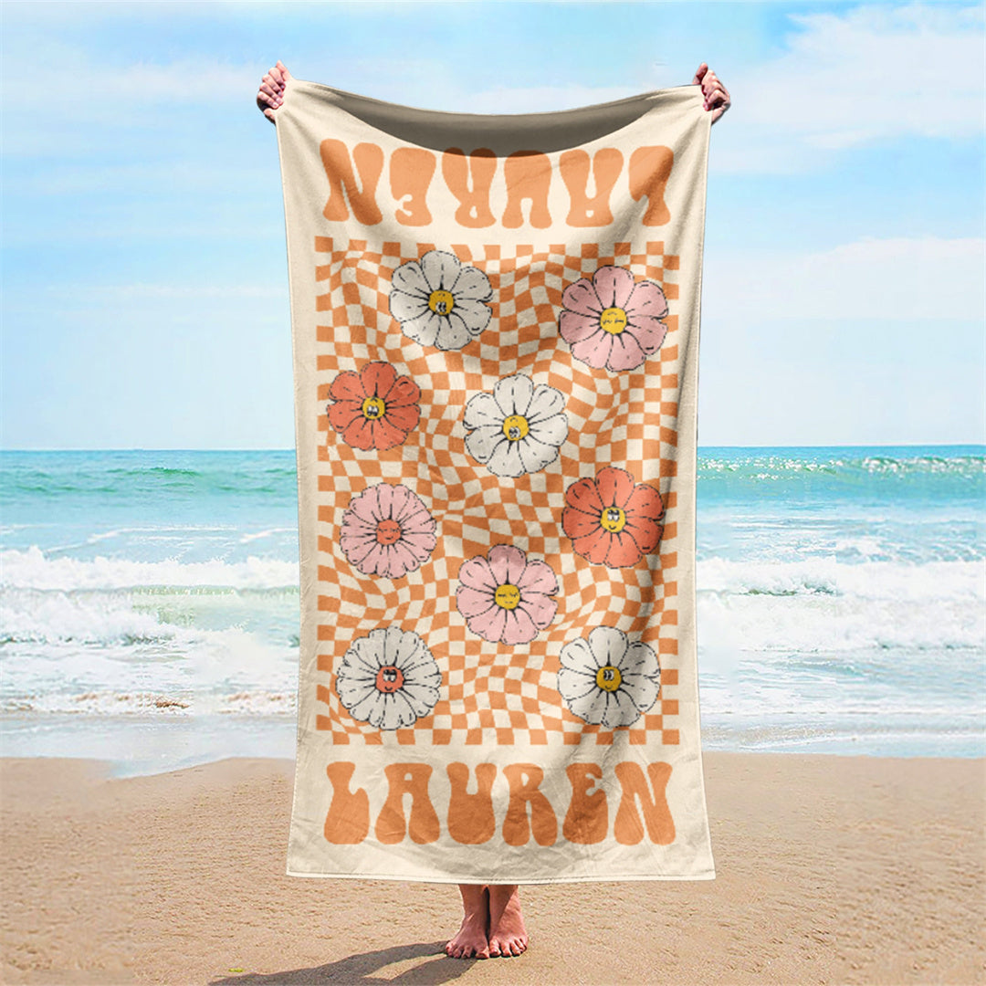 RETRO Multi Style Personalized Beach Towel Name Bath