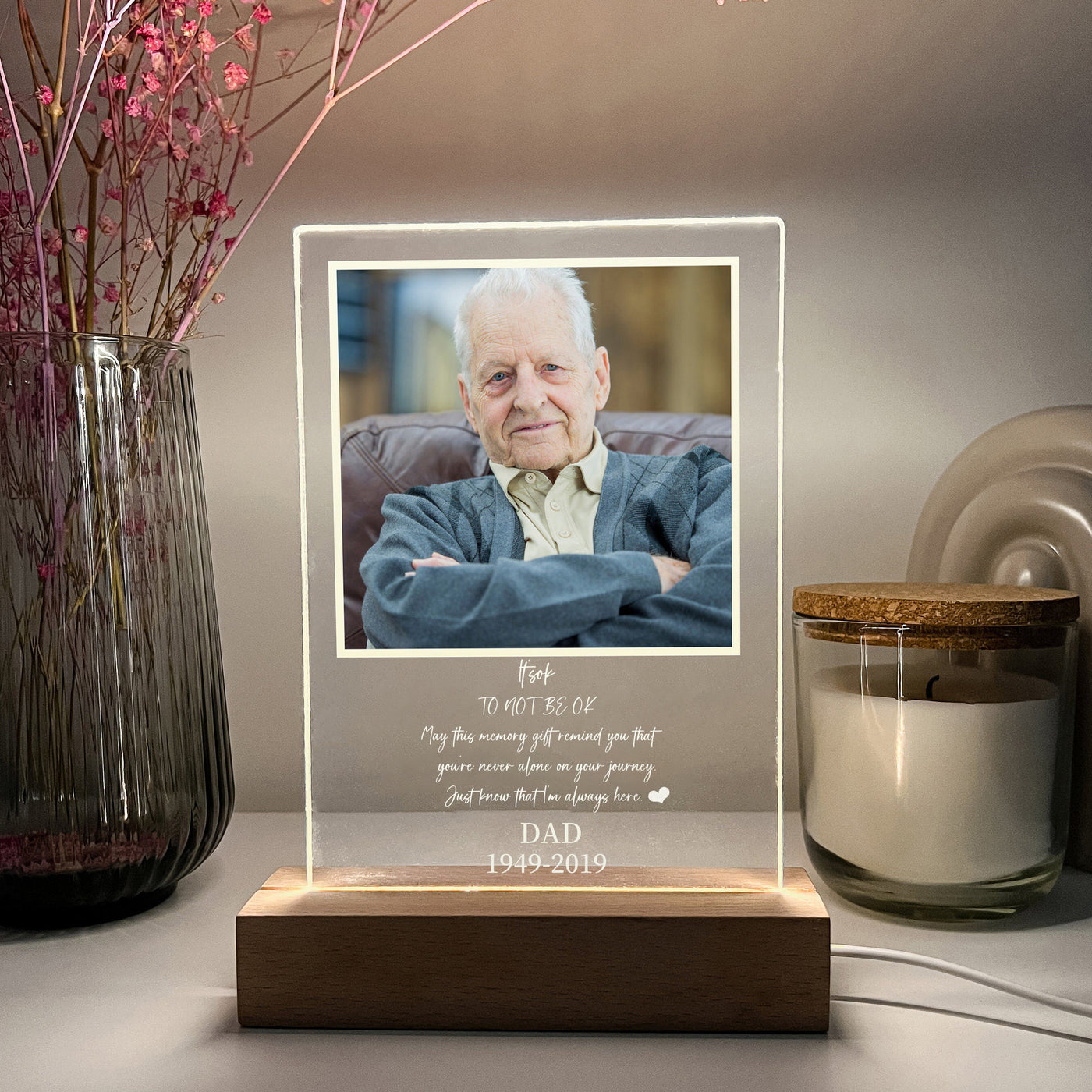 Personalized Photo LED Wood Stand Room Night Light