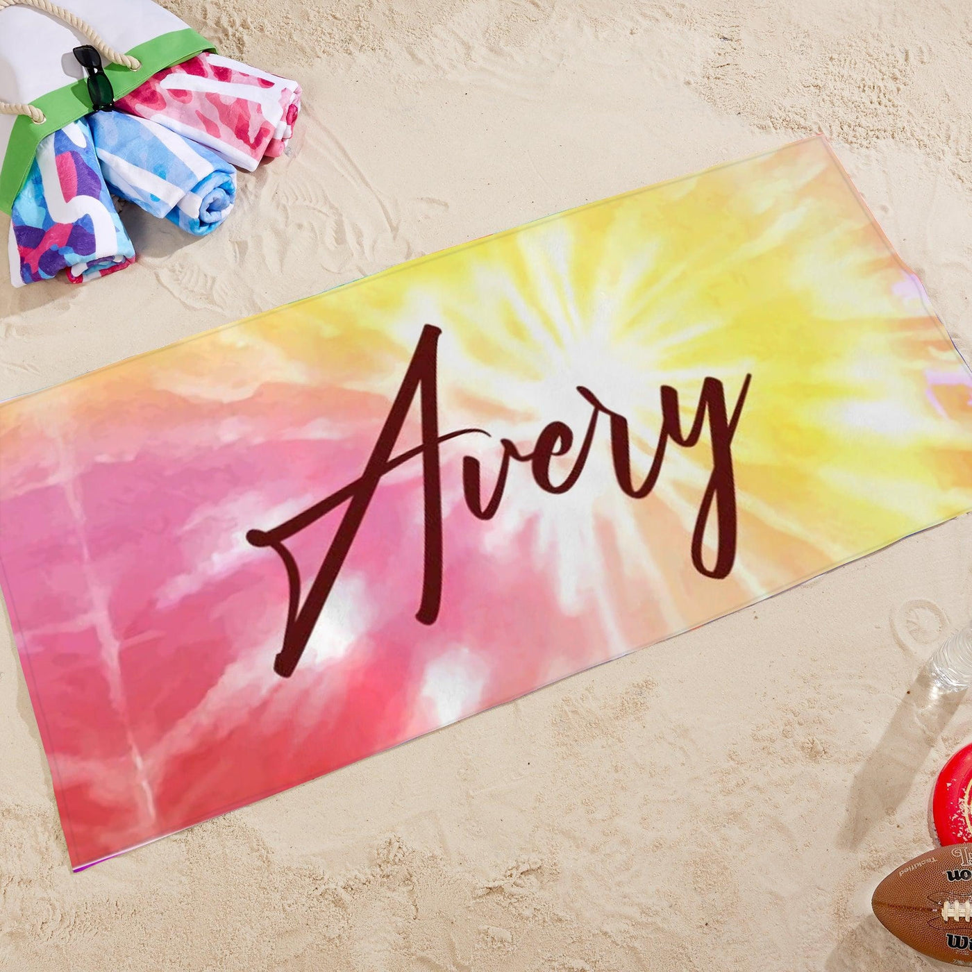 Tie Dye Beach Towel with Your Name - Monogrammed Towels