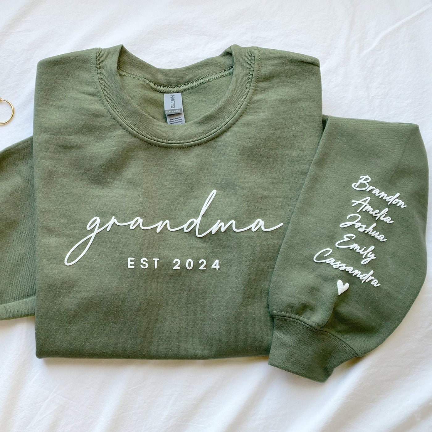 Personalized Grandma Sweatshirt With Grandkids Names On Sleeve