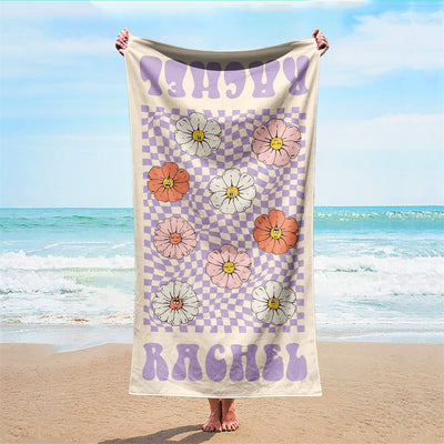 RETRO Multi Style Personalized Beach Towel Name Bath