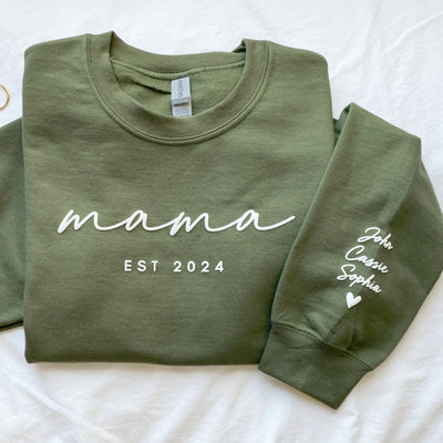 Personalized Grandma Sweatshirt With Grandkids Names On Sleeve