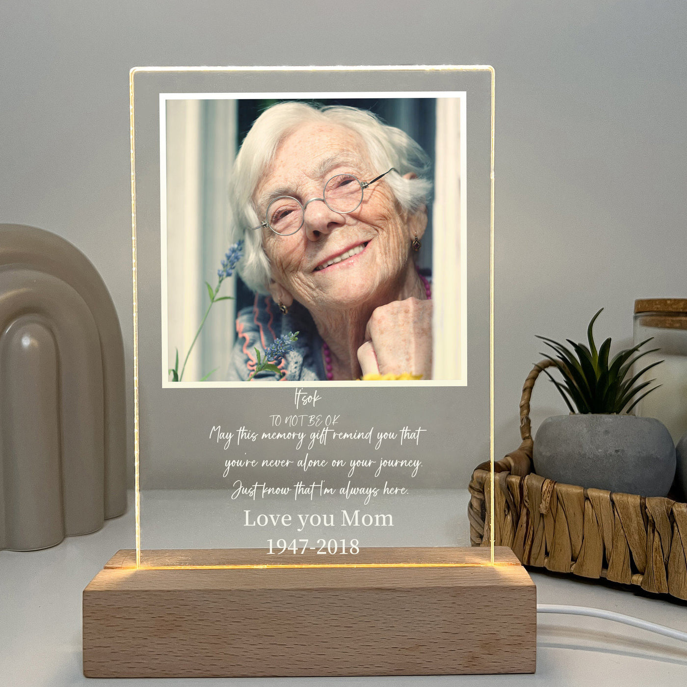 Personalized Photo LED Wood Stand Room Night Light