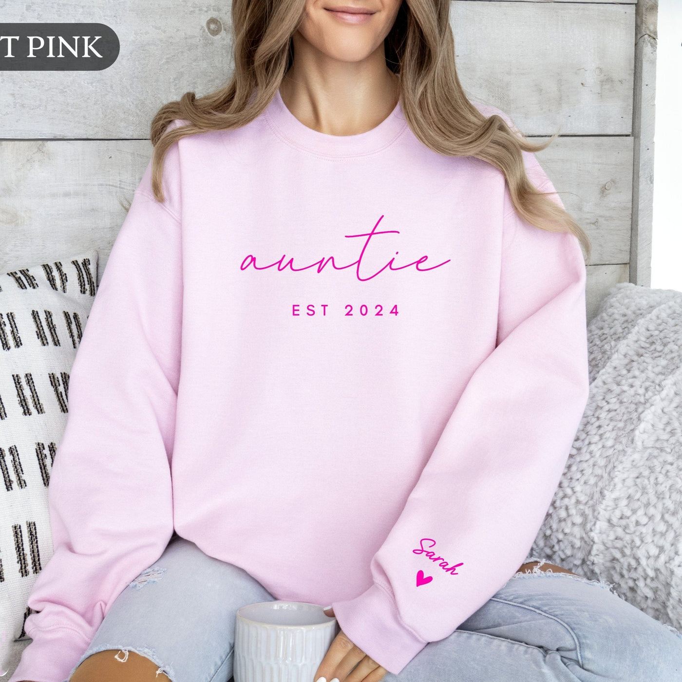 Personalized Grandma Sweatshirt With Grandkids Names On Sleeve