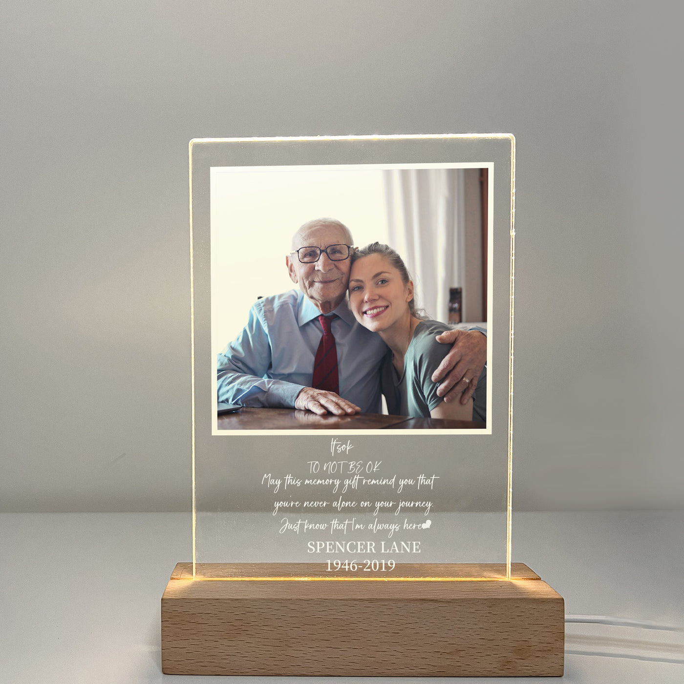 Personalized Photo LED Wood Stand Room Night Light