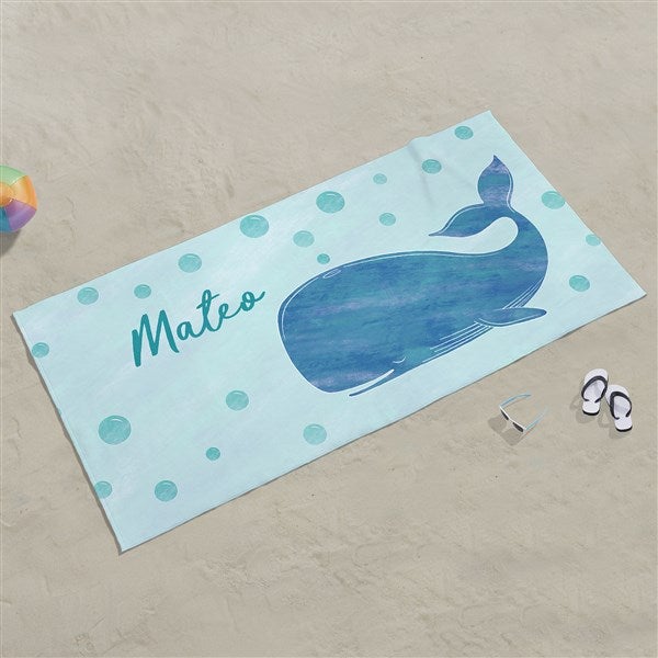 Whale Wishes Personalized 30x60 Beach Towel