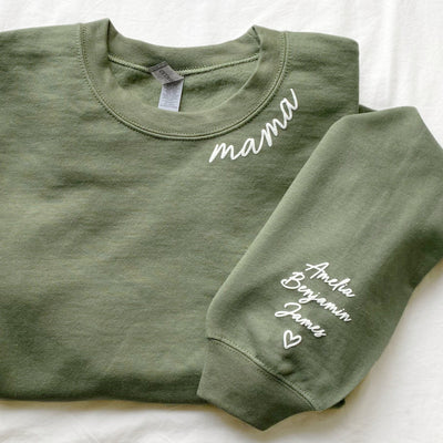 Personalized Grandma Sweatshirt With Grandkids Names On Sleeve