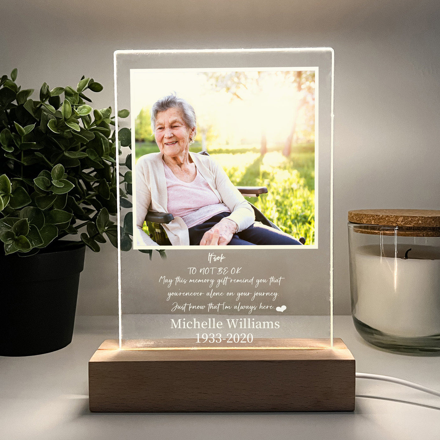 Personalized Photo LED Wood Stand Room Night Light