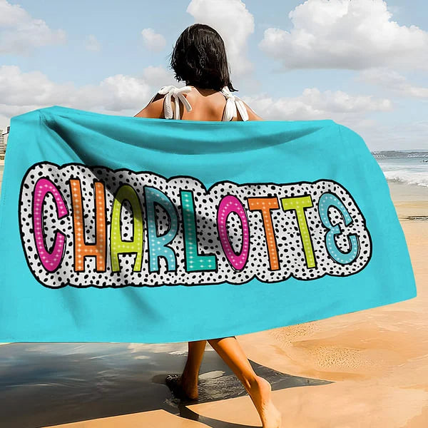 Personalised Multicolor Quick Dry Super Absorbent Dalmatian Dots Beach Towel