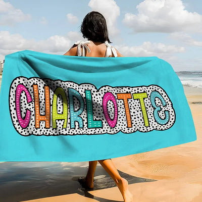 Personalised Multicolor Quick Dry Super Absorbent Dalmatian Dots Beach Towel