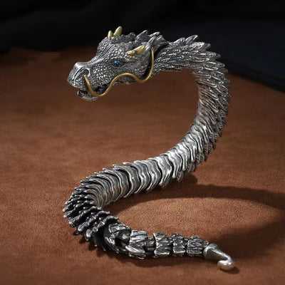 Handmade Retro Domineering Dragon Head Bracelet Male Fashion S925 Thai Silver Keel