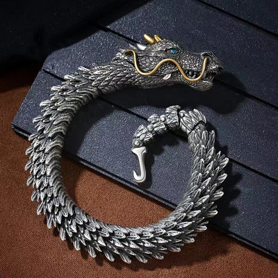 Handmade Retro Domineering Dragon Head Bracelet Male Fashion S925 Thai Silver Keel
