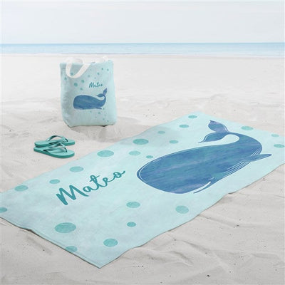 Whale Wishes Personalized 30x60 Beach Towel