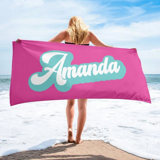 Custom Pool Towel Beach Towel With Name Outside Birthday Vacation Gift