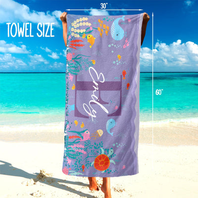 Kids Beach Towels, Personalized Pool Towel with Your Name