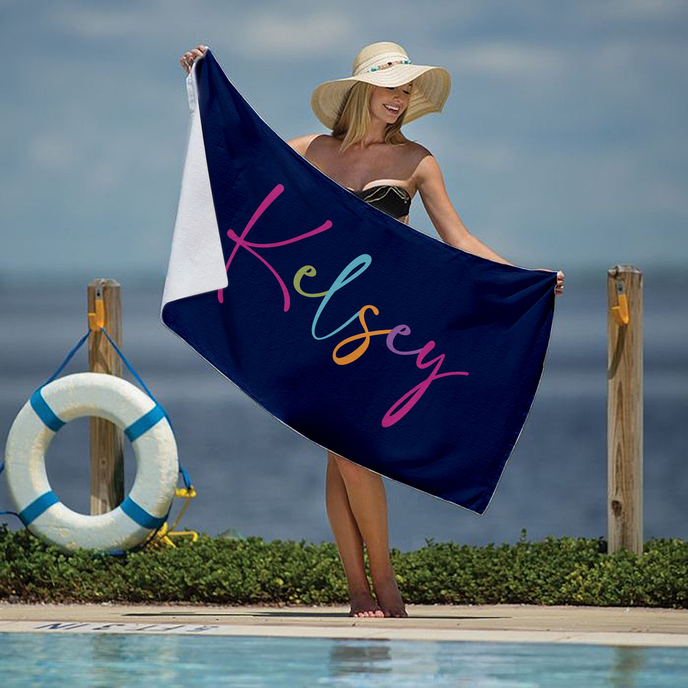 Colorful Custom Name Beach Towel