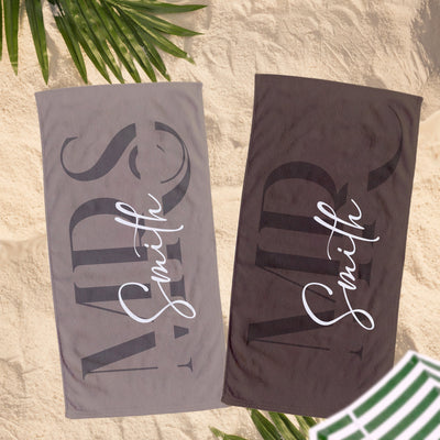 Personalized Mr. and Mrs. Beach Towel