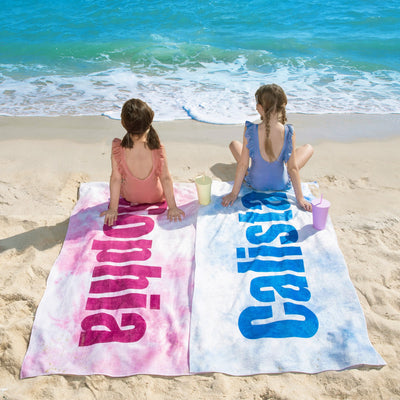Custom Tie Dye Children's Bath Towel/Pool Towel With Name
