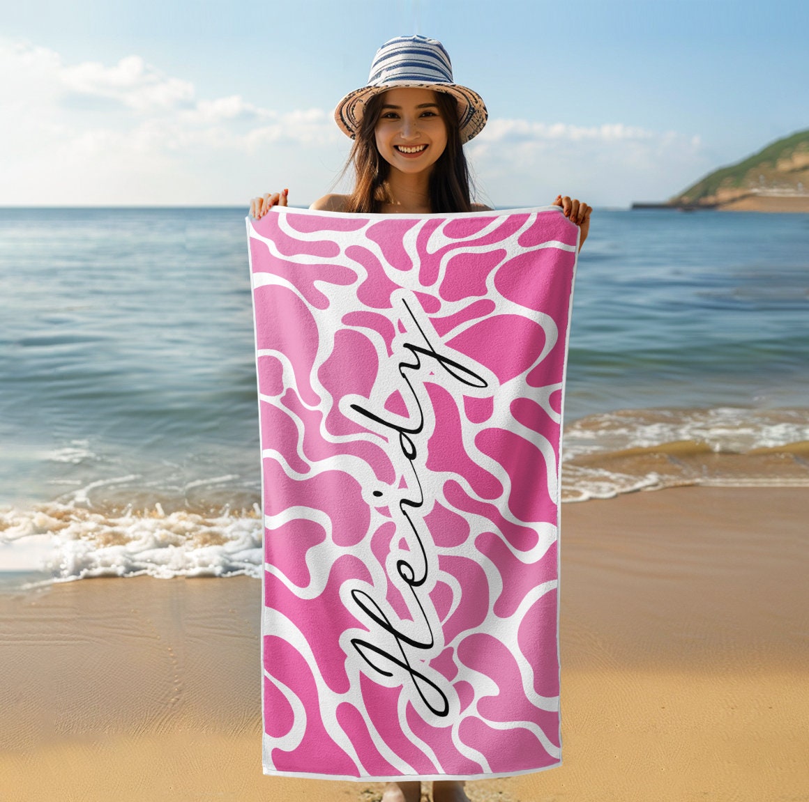 Personalised Multicolor Quick Dry Super Absorbent Dalmatian Dots Beach Towel