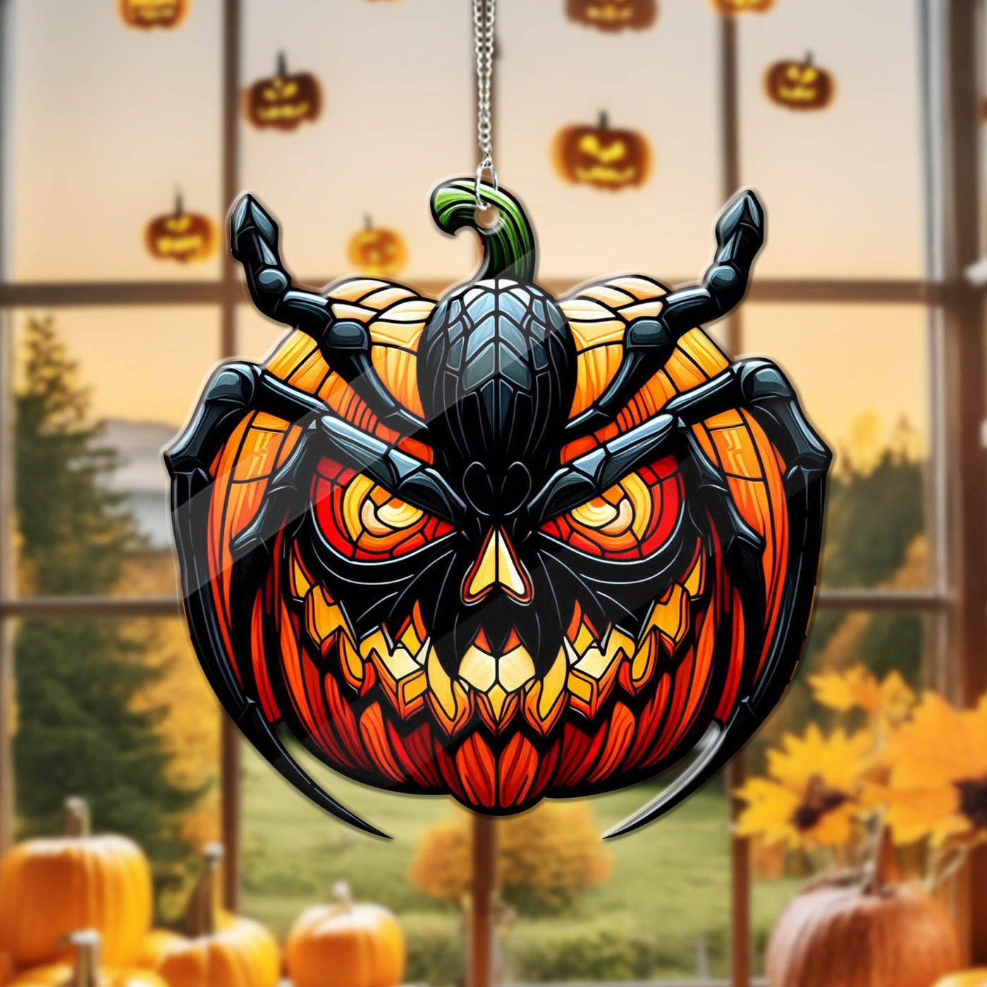 Pumpkin Spider Acrylic Window Hangings