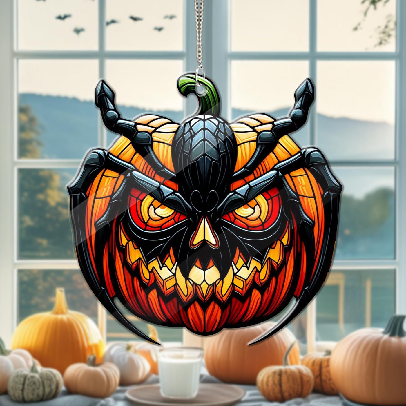 Pumpkin Spider Acrylic Window Hangings