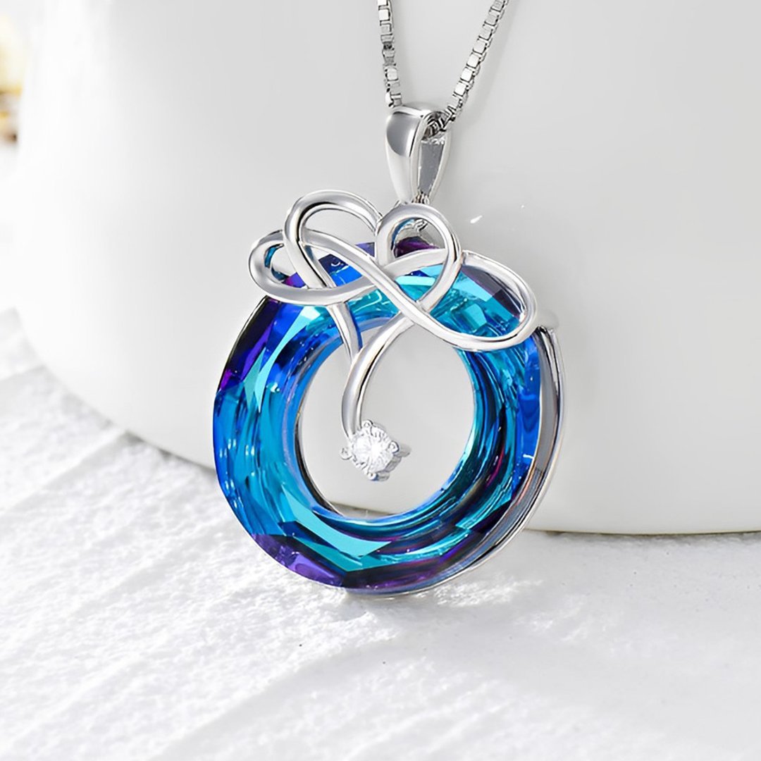 HEART CRYSTAL NECKLACE-I LOVE YOU UNTIL INFINITY RUNS OUT