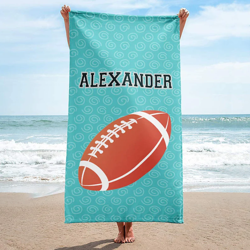 Personalized Rugby Beach Towel