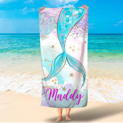 Personalized mermaid tail towel for kids