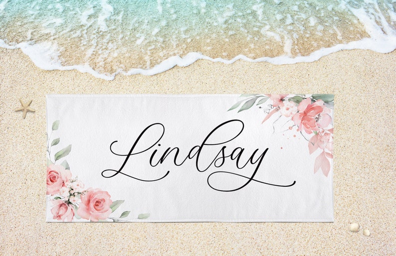 Floral Personalized Beach Towel