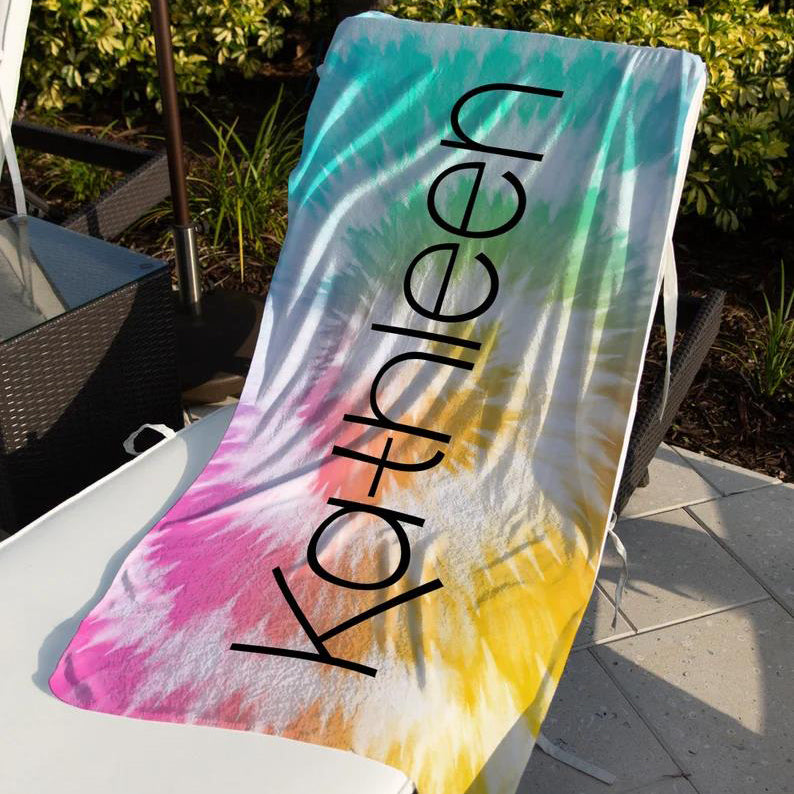 Colorful Tie Dye Personalized Towel