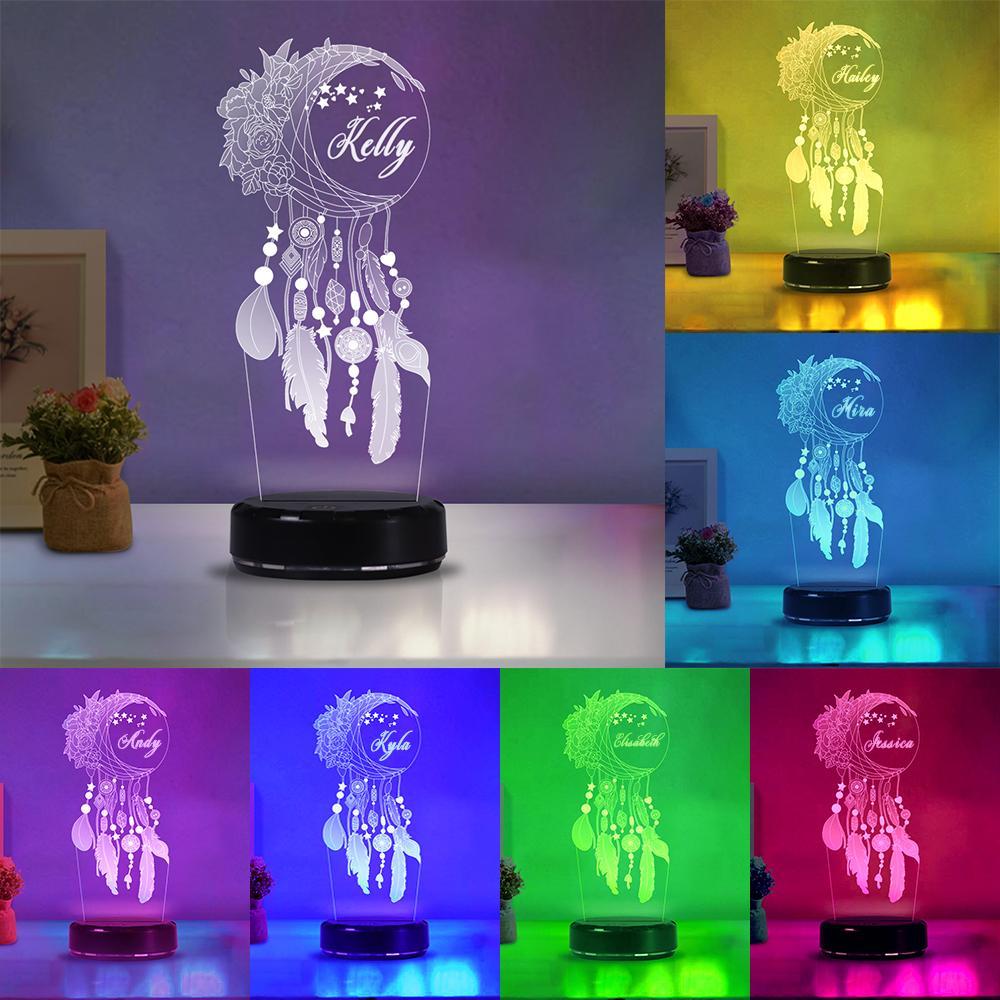 Custom Name Dream Catcher Acrylic Night Lights of 7 Colors