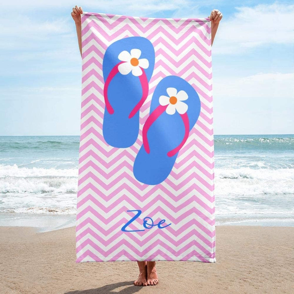 Slipper Design Personalized Beach Towel