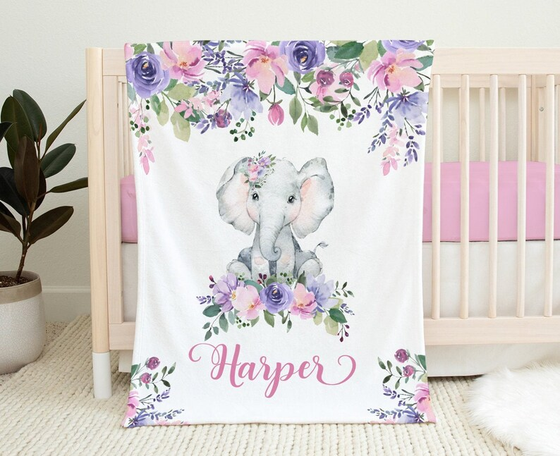 Custom Elephant Baby Blanket With Name 08