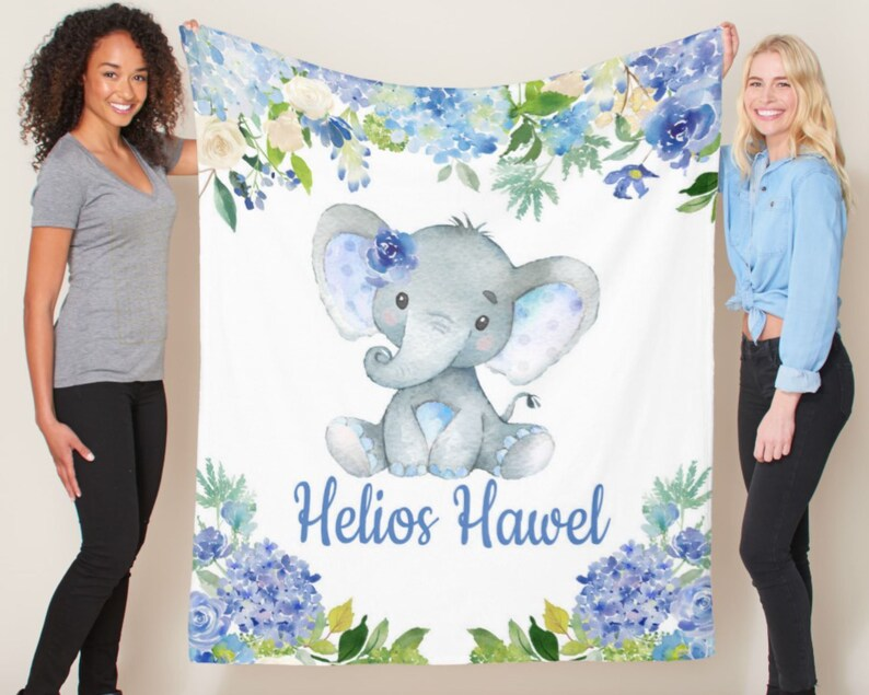 Custom Elephant Baby Blanket With Name 11