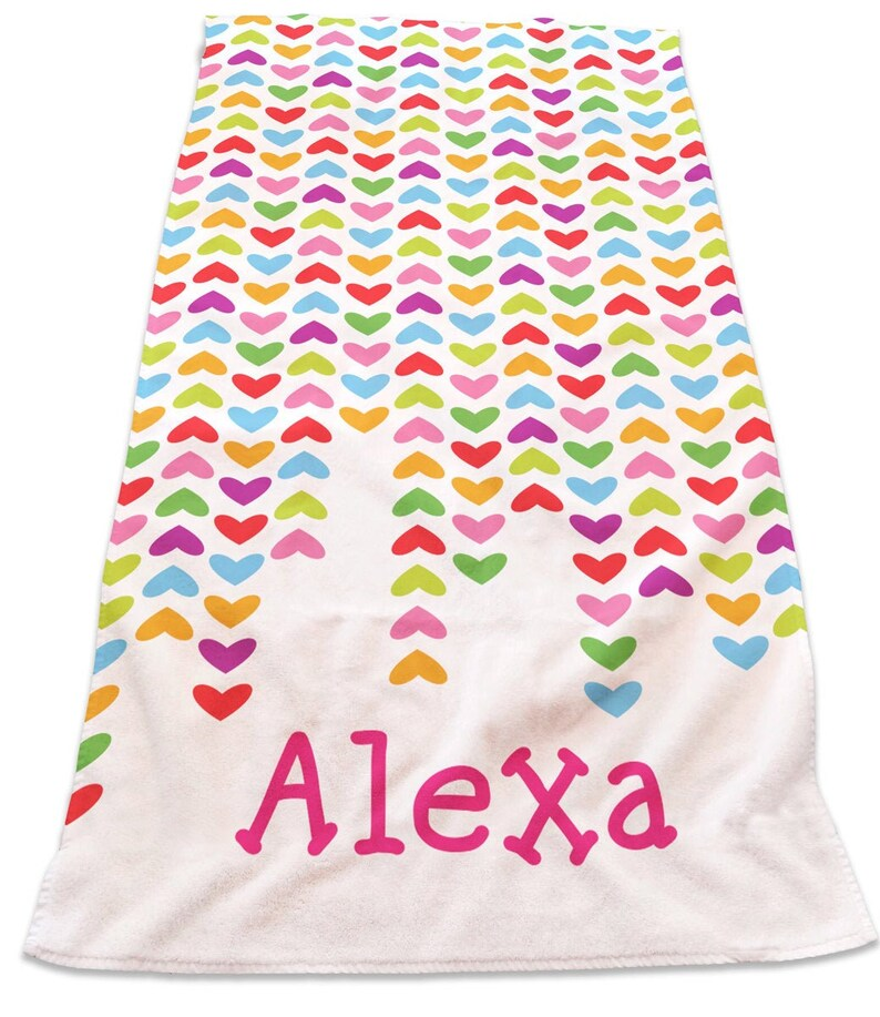 Personalized Kids Beach Towels - Lined Hearts Ⅱ03