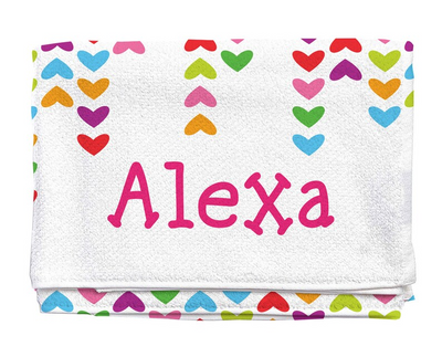 Personalized Kids Beach Towels - Lined Hearts Ⅱ03