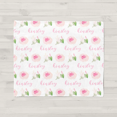 Personalized Baby Blanket Pink Floral Ⅱ05