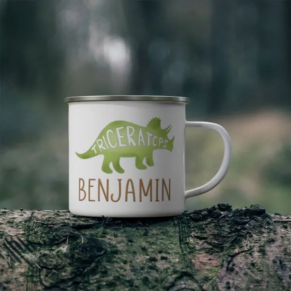 Custom Name Dinosaur Children's Enamel Campfire Mug Ⅲ06