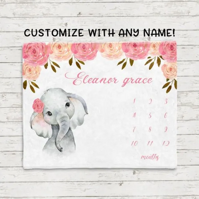 Personalized Elephant Blanket With Name Ⅱ 03