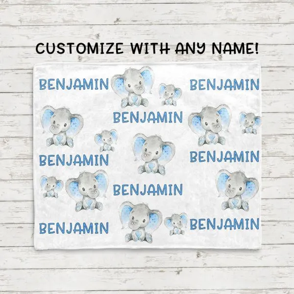 Personalized Elephant Blanket With Name Ⅱ 04