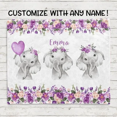 Personalized Elephant Blanket With Name Ⅱ 05
