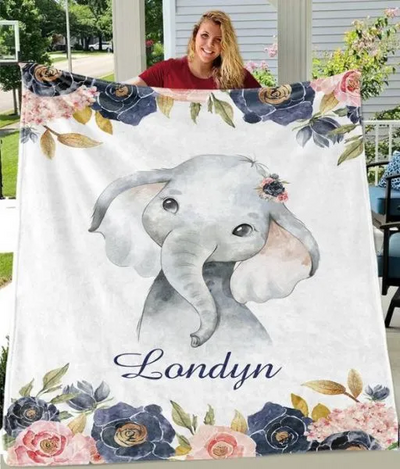 Personalized Elephant Blanket With Name Ⅱ 06