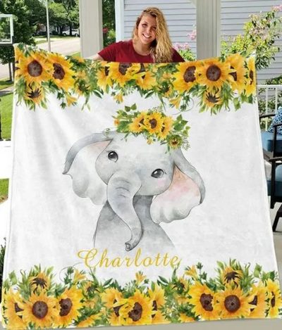 Personalized Elephant Blanket With Name Ⅱ 07