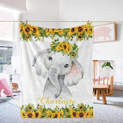 Personalized Elephant Blanket With Name Ⅱ 07